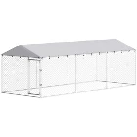 20 x 7.5 x 6.5 Dog Kennel Outdoor for Small Medium Large Dogs with Waterproof Roof, Silver (Option: Silver-1860x415x160 mm)