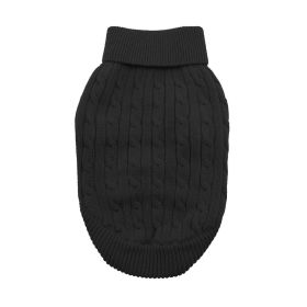 Combed Cotton Cable Knit Dog Sweater (Color: Jet Black, size: 3X-Large)