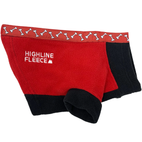 Highline Fleece Dog Coat (Color: Red and Black with Rolling Bones, size: Size 8)