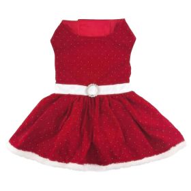 Holiday Dog Harness Dress (Color: Red Velvet Sparkle, size: medium)